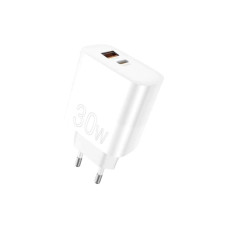 Зарядний пристрій WUW C208 1xUSB-C PD30W + 1xUSB QC3.0 18W White (6972573333417)
