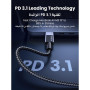 Дата кабель USB-C to USB-C 2.0m PD3.1 240W 480Mbps braided black Ugreen (75732)