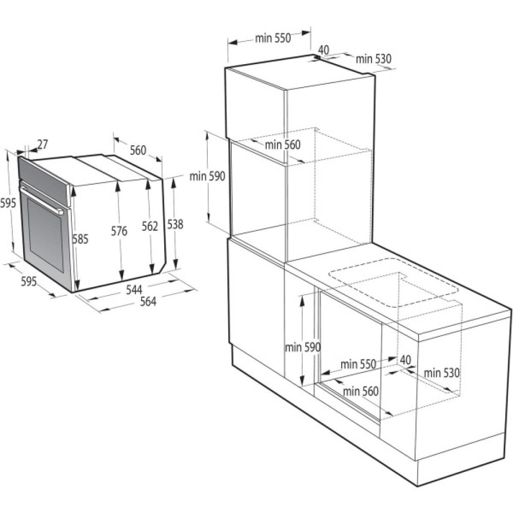 Духова шафа Gorenje електрична, 77л, A+, дисплей, макс.темп.- 300, IconLed, чорний