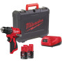 Шурупокрут-дриль акумуляторний Milwaukee M12 BLDDRC-202C 12В 2х2А·год 40Нм 0-550-1700об/хв ЗП C12C кейс 1.2кг