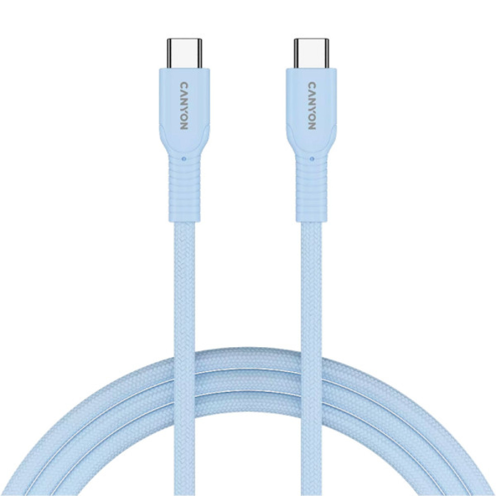 Дата кабель USB-C to USB-C 1.0m OnWire 60CL C-C 60W COLOR Braided 1m Light Blue Canyon (CND-CCAP60AB10LBL)