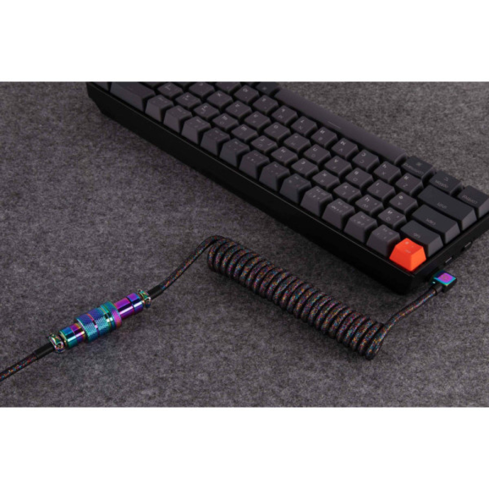 Дата кабель USB-C + USB A to USB-C 1.08m Premium Coiled Aviator black Keychron (CAB7_KEYCHRON)