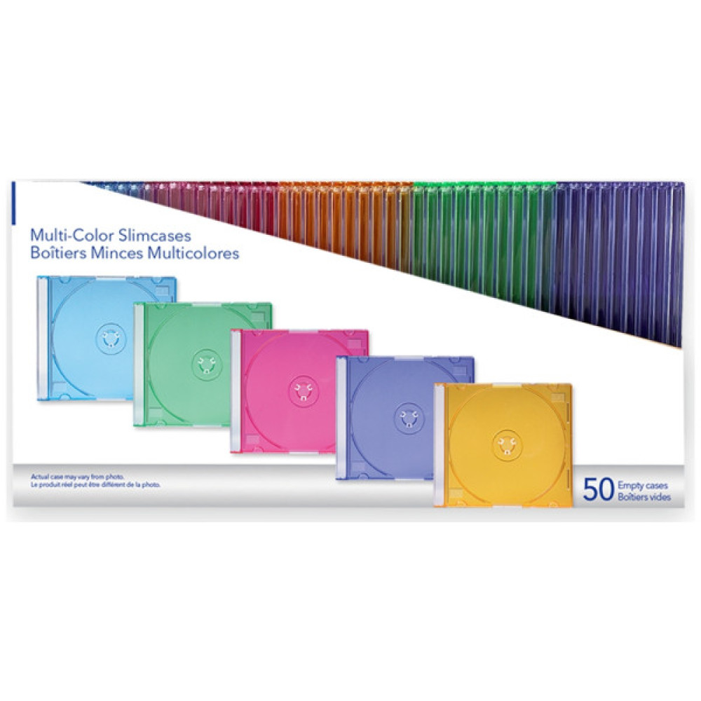 Бокс для диска CD/DVD Slimcase Assorted colours 50шт Verbatim (49973)