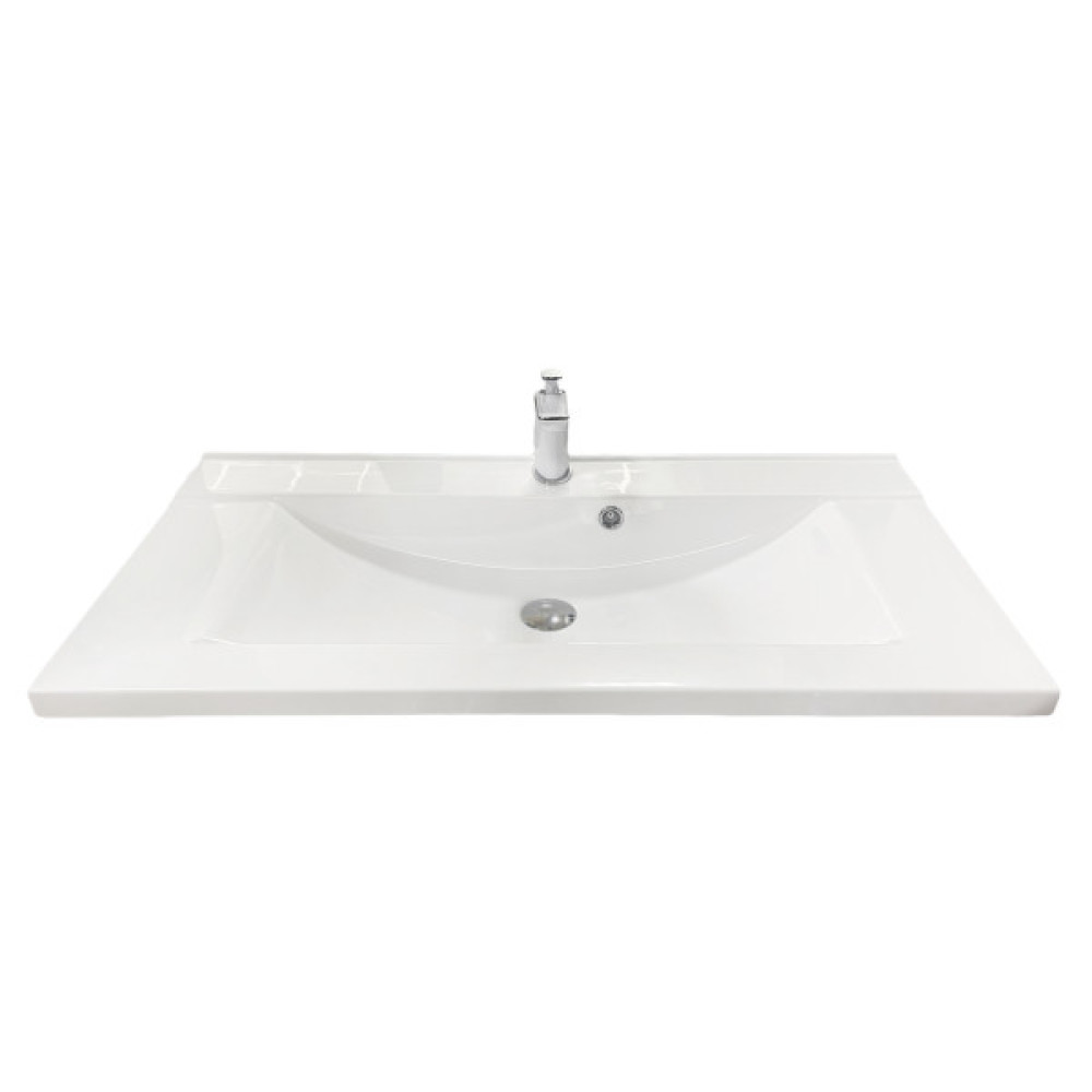 Раковина, умивальник Adamant QUANTO, штучний камінь, прямокут., з отвором для змішувача, з отвором для переливу, 900х447х140мм, накладний, білий