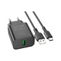 Зарядний пристрій BOROFONE BA72A Spring USB QC3.0 + cable USB to USB-C 18W Black (6974443388589) Зарядний пристрій BOROFONE BA72A Spring USB QC3.0 + cable USB to USB-C 18W Black (6974443388589)
