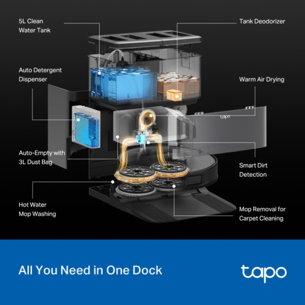 TP-Link Robot Vacuum & Mop + Advanced Self-Cleaning Docking Station TAPO RV 50 PRO OMNI