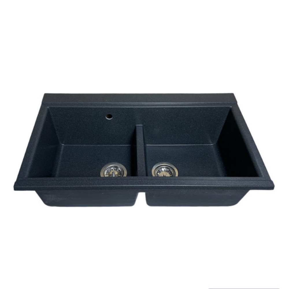 Набір кухонний Adamant Similar, штучний камінь, прямокут., без крила, 885x505x230мм, чаша - 2, врізна, графіт + змішувач + дозатор + ополіскувач склянок + коландер