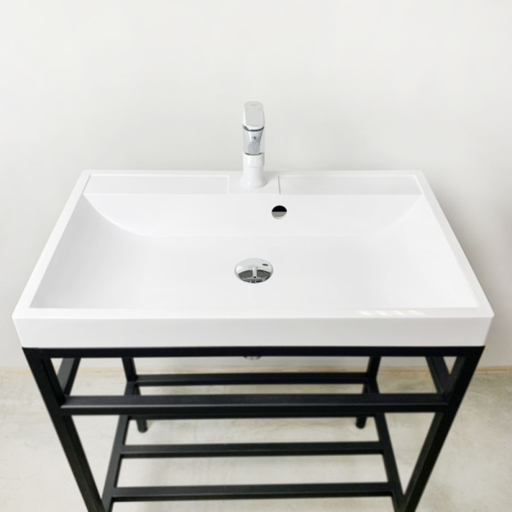 Раковина, умивальник Adamant STRENG NEW, штучний камінь, прямокут., з отвором для змішувача, з отвором для переливу, 690x410x123мм, накладний, білий