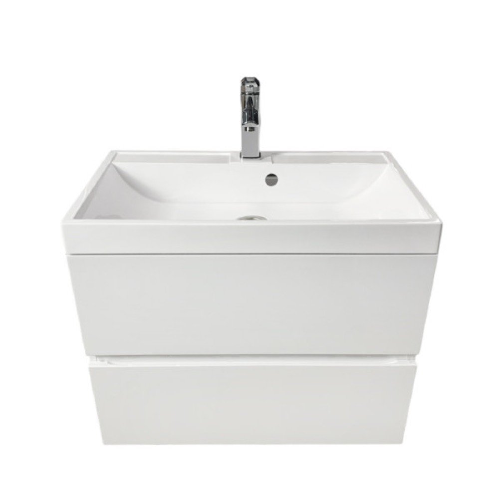 Раковина, умивальник Adamant STRENG NEW, штучний камінь, прямокут., з отвором для змішувача, з отвором для переливу, 690x410x123мм, накладний, білий