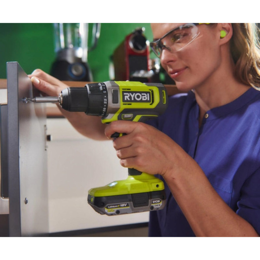 Шурупокрут-дриль акумуляторний Ryobi ONE+ RDD18-1C20S 18В 1х2А·год ЗП 52Нм 450·1750об·хв 1.1кг сумка