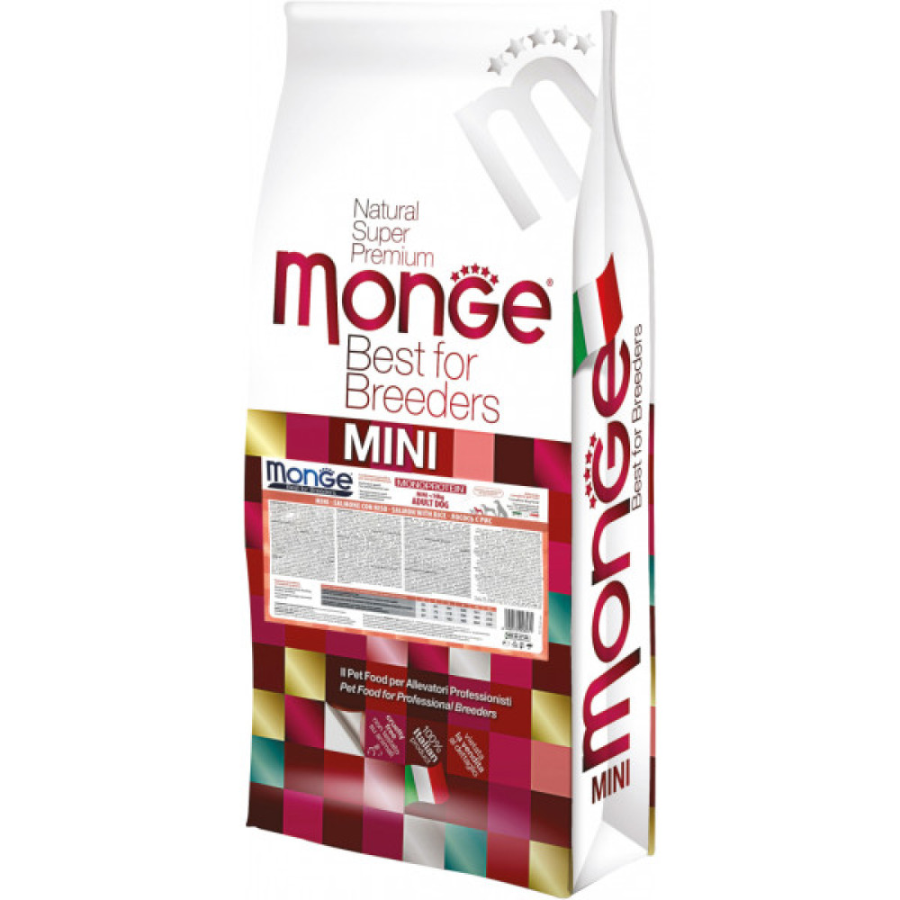 Сухий корм для собак Monge Dog Mini Adult лосось, рис 15 кг (8009470006071)