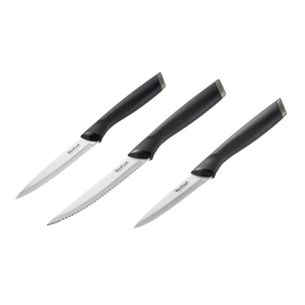 Набір ножів Tefal Essential 3шт, нержавіюча сталь, пластик, чорний (K2219455)