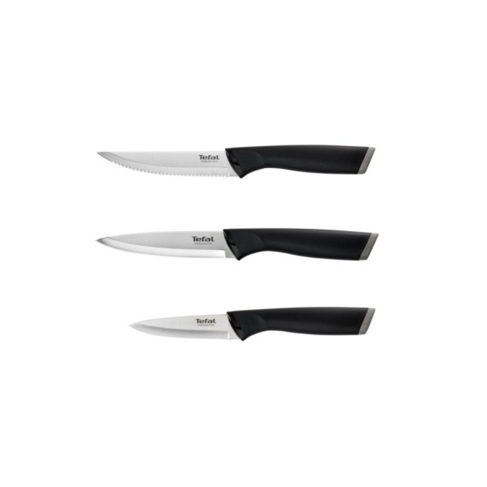 Набір ножів Tefal Essential 3шт, нержавіюча сталь, пластик, чорний (K2219455)