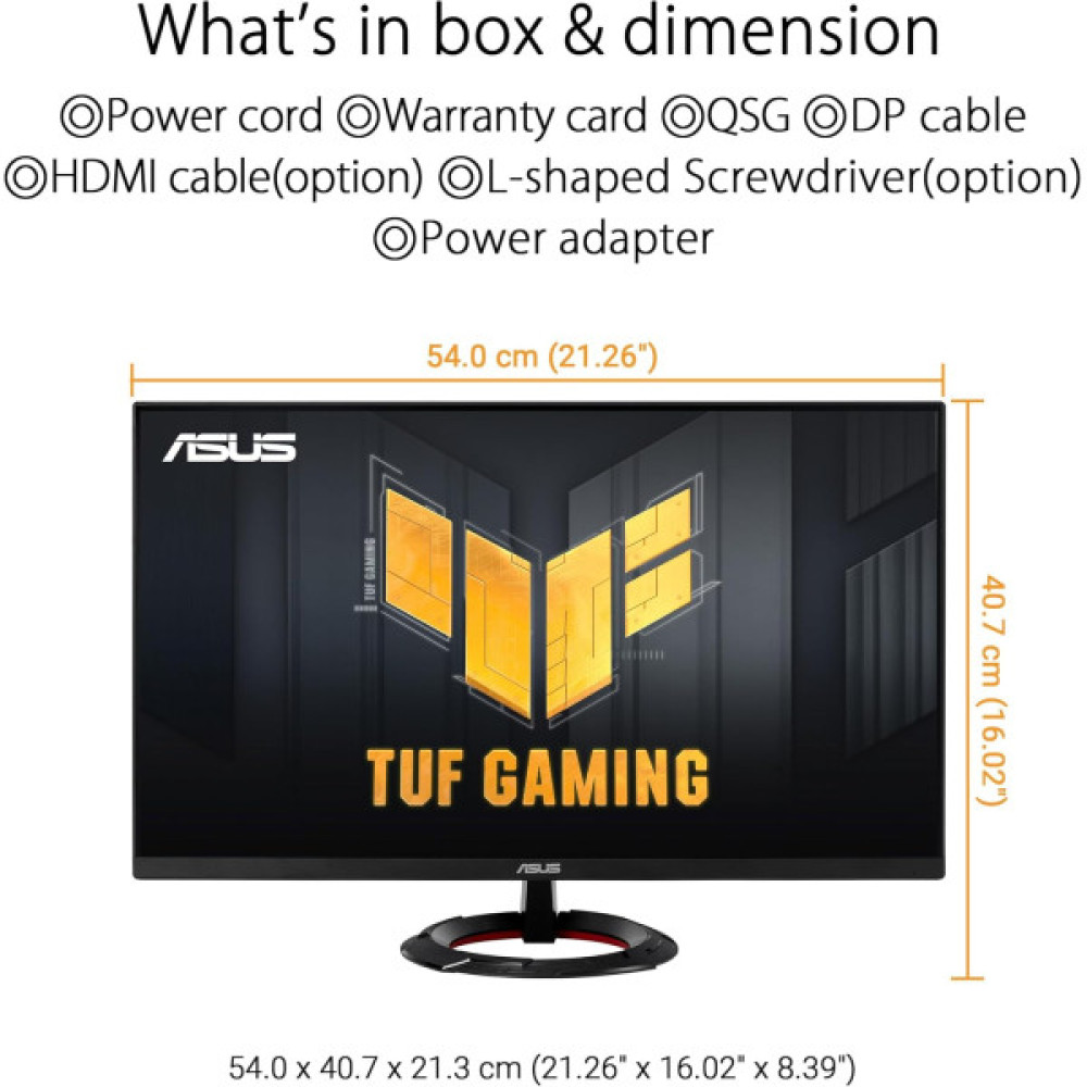 Монітор Asus 23.8" TUF Gaming VG249Q3R 2xHDMI, DP, MM, IPS, 180Hz, 1ms, sRGB 100%, AdaptiveSync