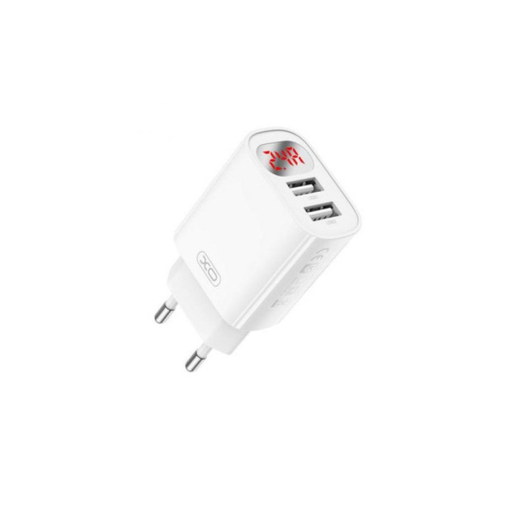 Зарядний пристрій XO L95 (2USB/2.4A) + USB - MicroUSB White (XO-L95-M)