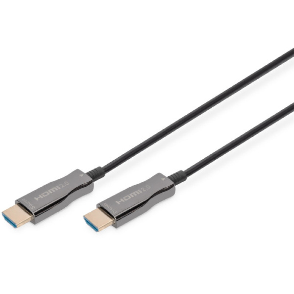 Кабель мультимедійний HDMI M to HDMI M 30m 4K AOC hybrid-fiber black Digitus (AK-330125-300-S)