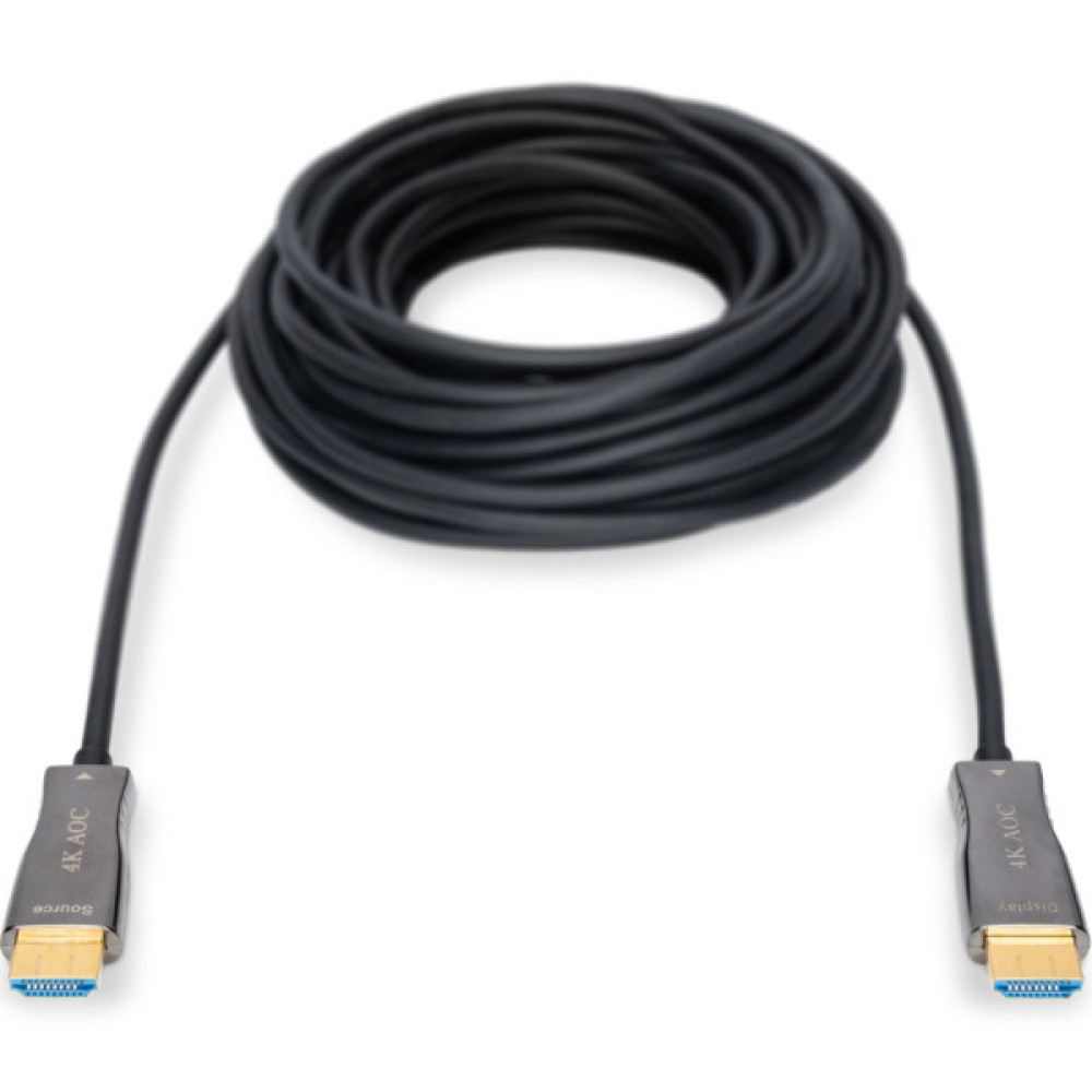 Кабель мультимедійний HDMI M to HDMI M 30m 4K AOC hybrid-fiber black Digitus (AK-330125-300-S)