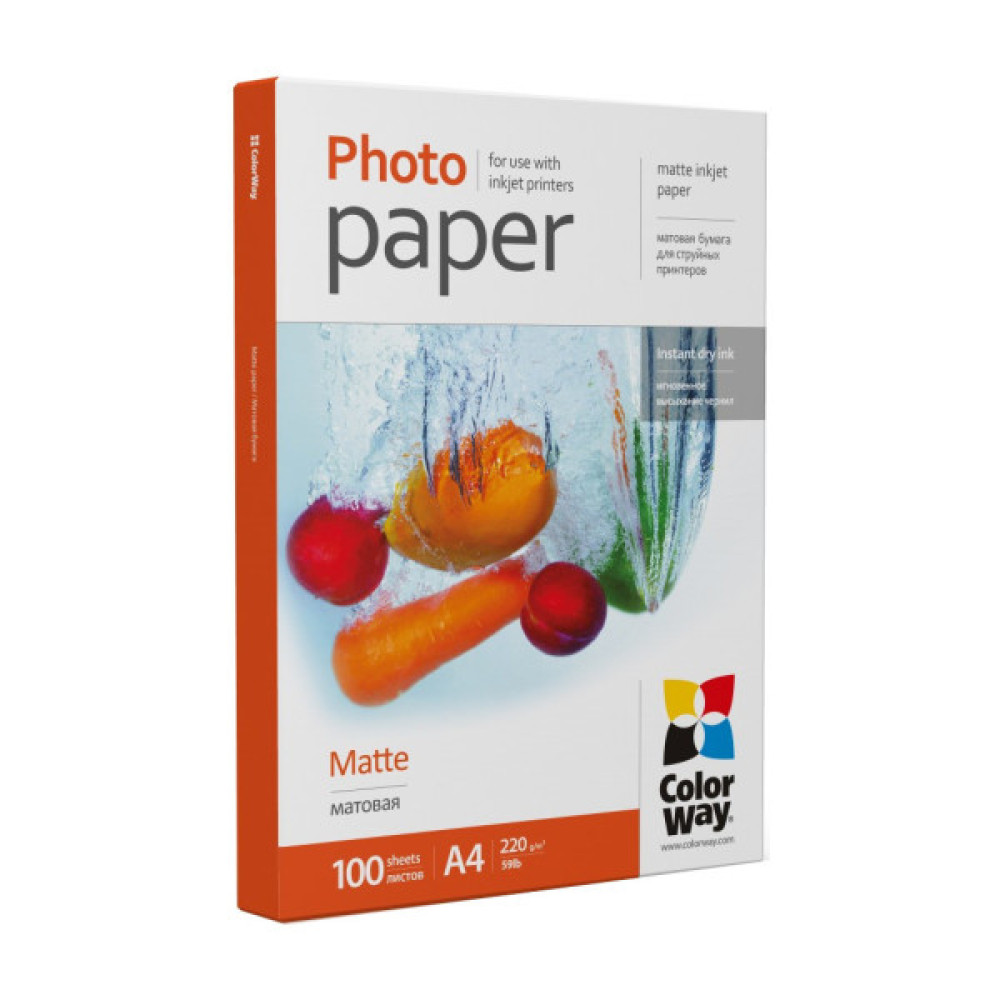 Фотопапір ColorWay A4 220г matte 100л (PM220100A4)