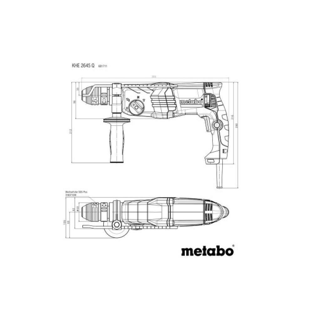 Перфоратор Metabo KHE 2645 Q SDS-plus 850Вт 2.9Дж 3.1кг