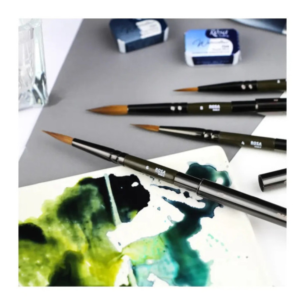 Пензлик для малювання Rosa Соболь круглий, TRAVEL BRUSH, OCEAN 168, № 2 (4823098516897)