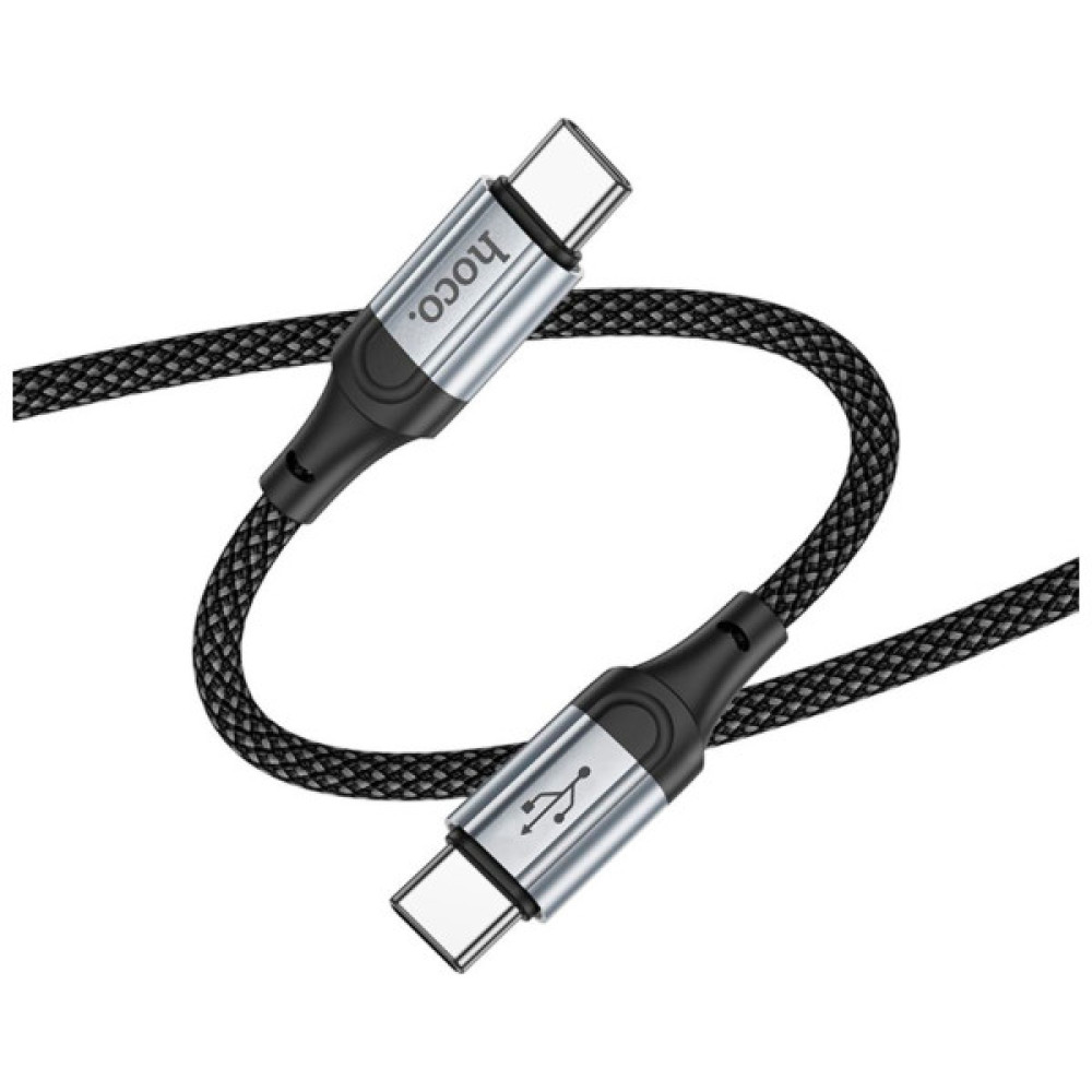 Дата кабель USB-C to USB-C 1.0m 3A nylon X102 black HOCO (6942007608787)