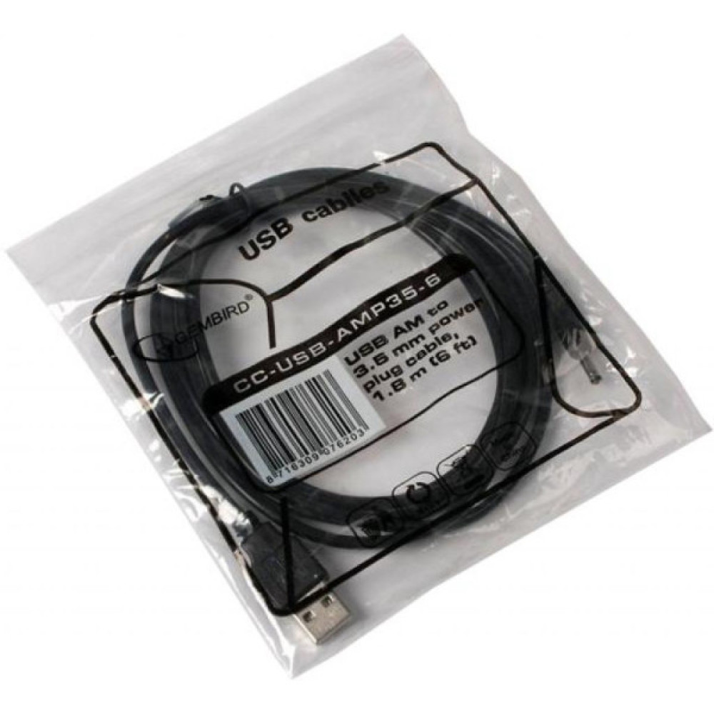 Кабель живлення USB to DC 3.5x1.0mm 5V 1.8m Cablexpert (CC-USB-AMP35-6)