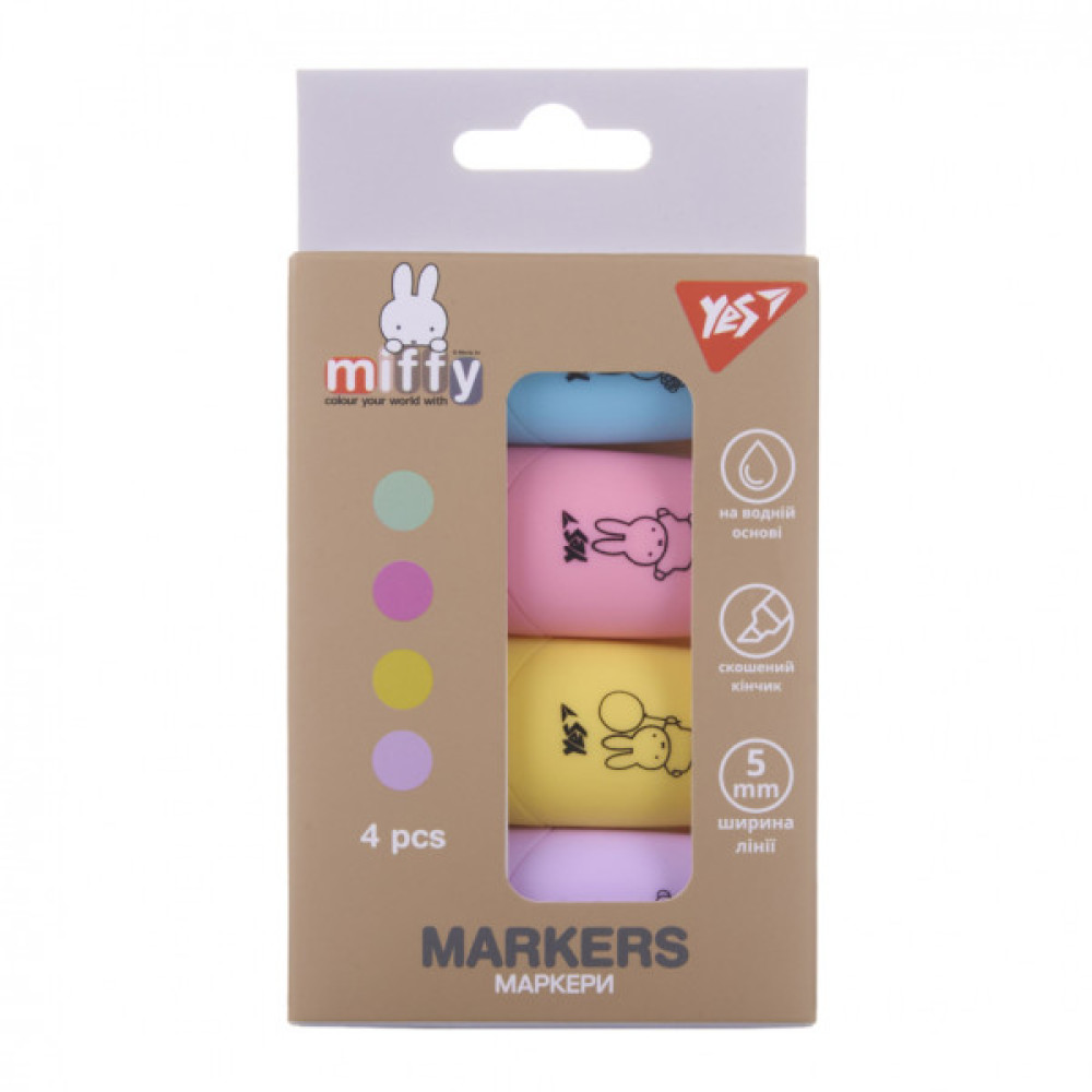 Набір маркерів Yes текстовий Miffy 4 шт (391093)