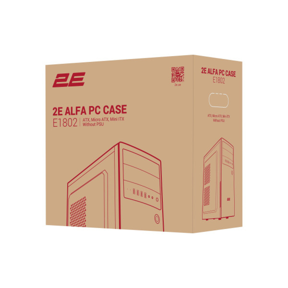 Корпус 2E Alfa E1802 без БЖ 4xUSB3.0, VGA 320мм, ATX, чорний