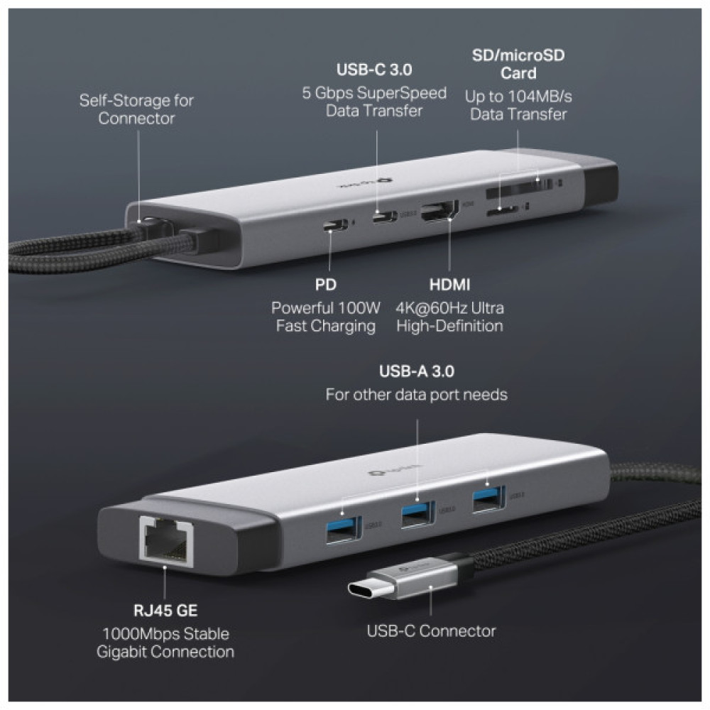 Порт-реплікатор TP-Link USB Type-C 9-в-1 (UH9120C)