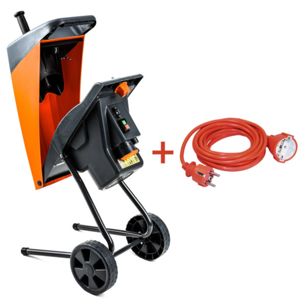 Садовий подрібнювач GTM DS2500/40 KIT, 220В, 2500Вт, до 40мм, ножі + подовжувач 10м (DS2500/40_KIT+ext.cord)