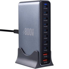 Зарядний пристрій XoKo 8xUSB-C PD 65 - 140W + 2xUSB QC30W GaN3 800W (XK-QC-800)
