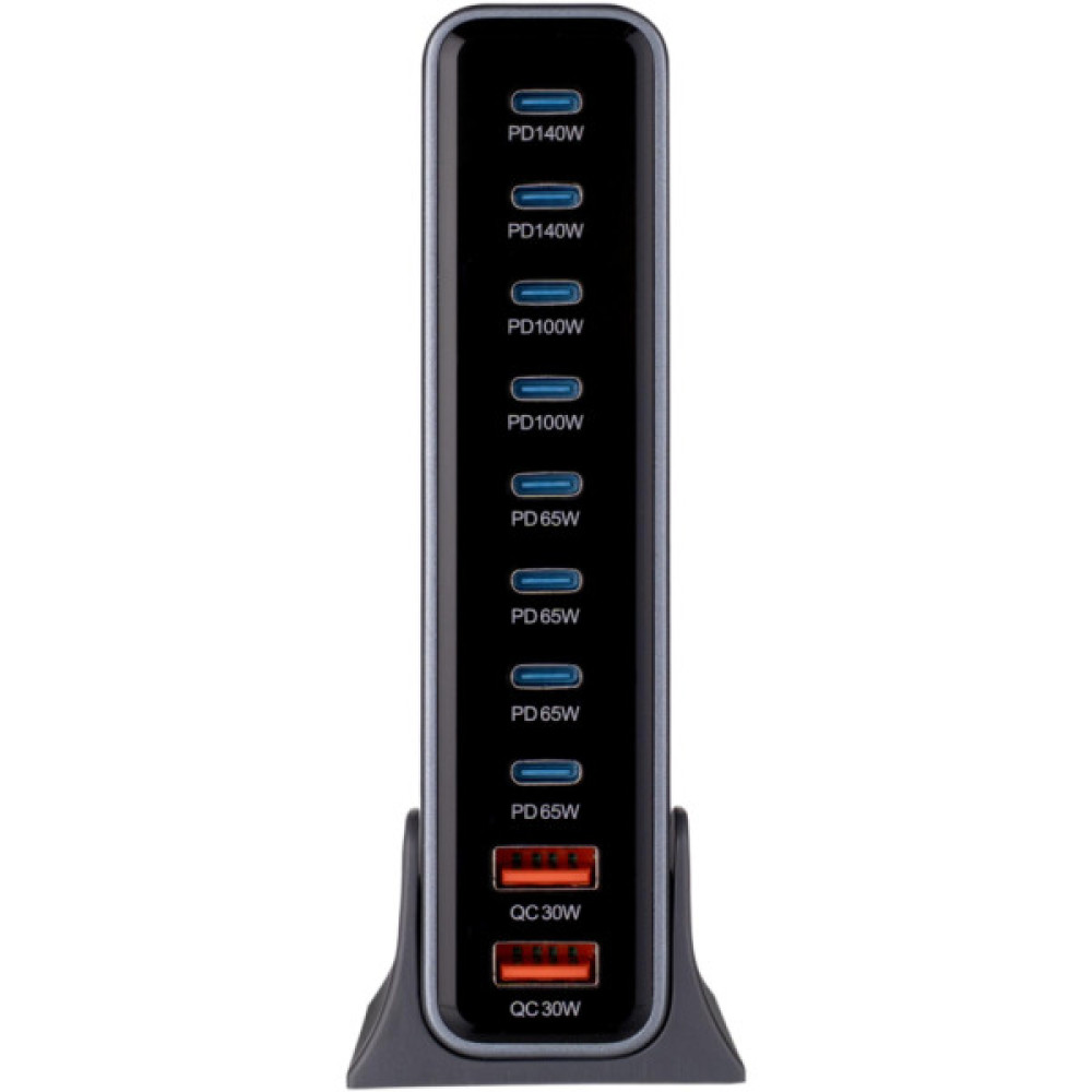 Зарядний пристрій XoKo 8xUSB-C PD 65 - 140W + 2xUSB QC30W GaN3 800W (XK-QC-800)