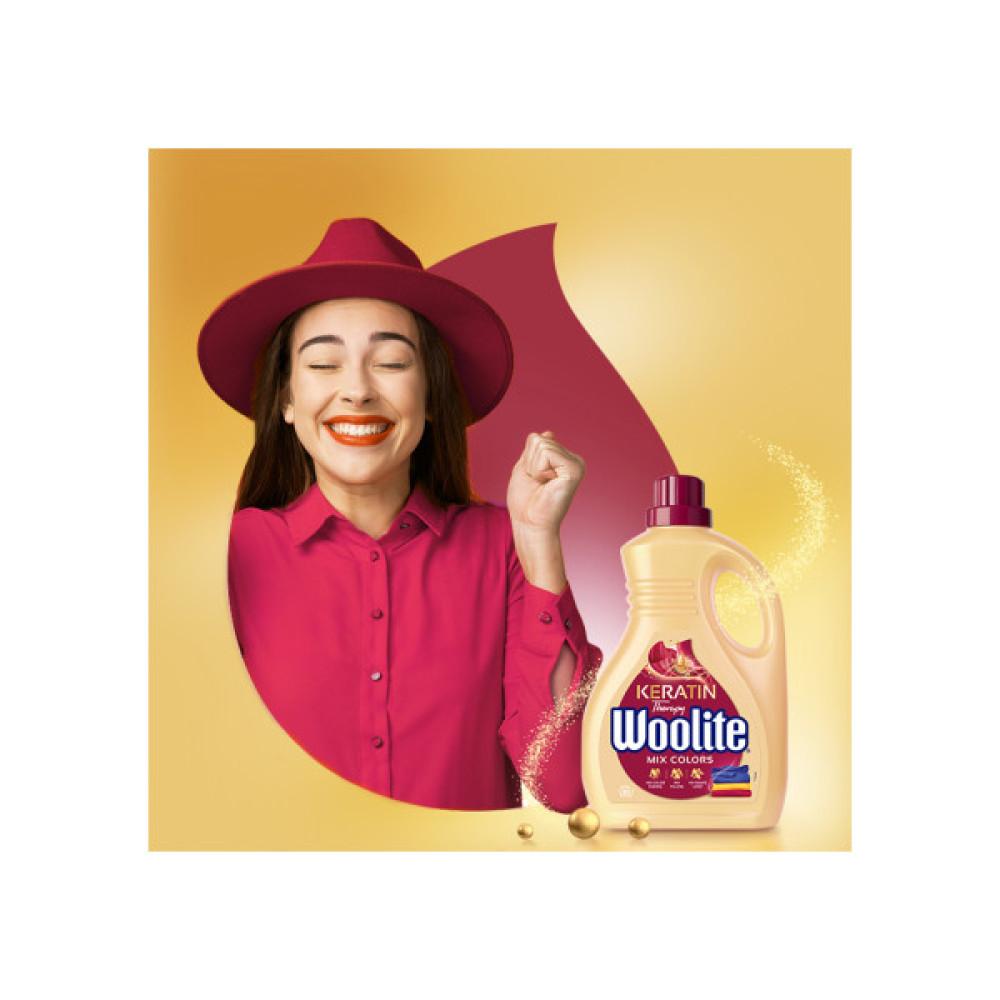 Гель для прання Woolite Для кольорових тканин З кератином 1.8 л (5900627090444)