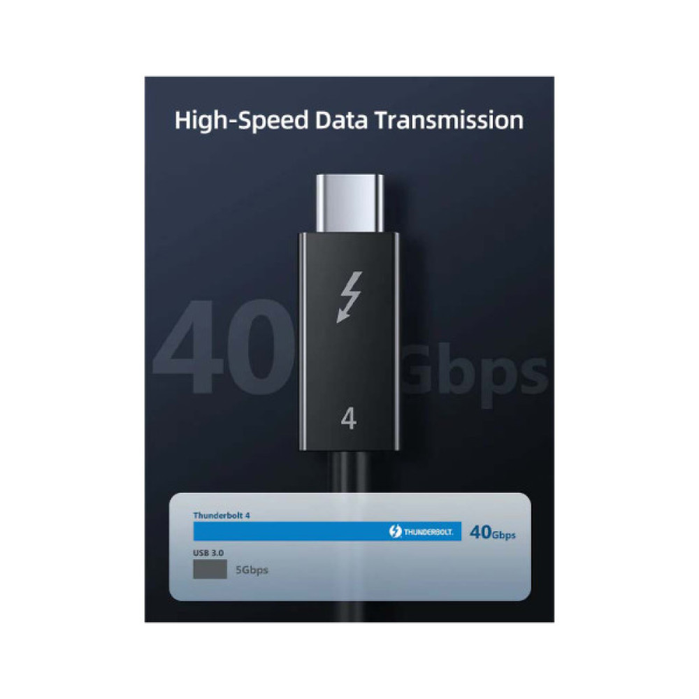 Дата кабель USB-C to USB-C 1.0m Thunderbolt 4 100W (20V/5A) 8K60Hz Cabletime (CA915422)