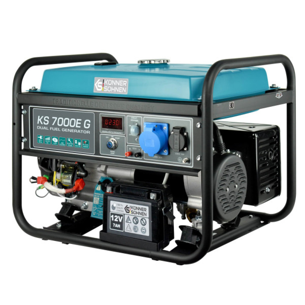Генератор газобензиновий Konner&Sohnen KS 7000E G LPG, 230В, 5.5кВт, електростартер, 77.2кг
