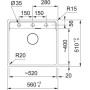 Мийка кухонна Franke Maris, фраграніт, прямокутник, без крила, 560х510х200мм, чаша - 1, врізна, MRG 610-52 TL, онікс