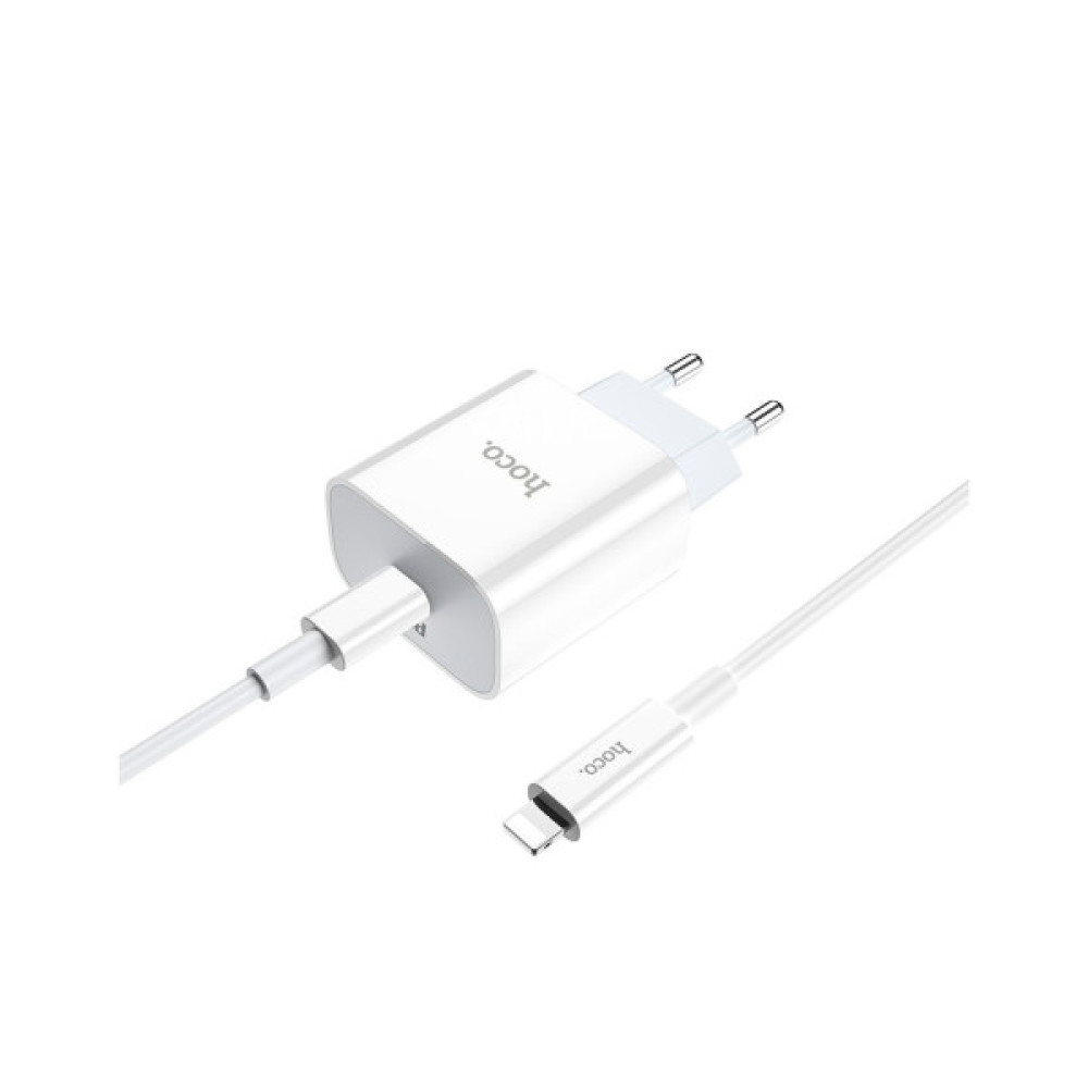 Зарядний пристрій HOCO C76A Plus Speed Source USB-C PD20W + cable USB-C to Lightning White (6931474746924)