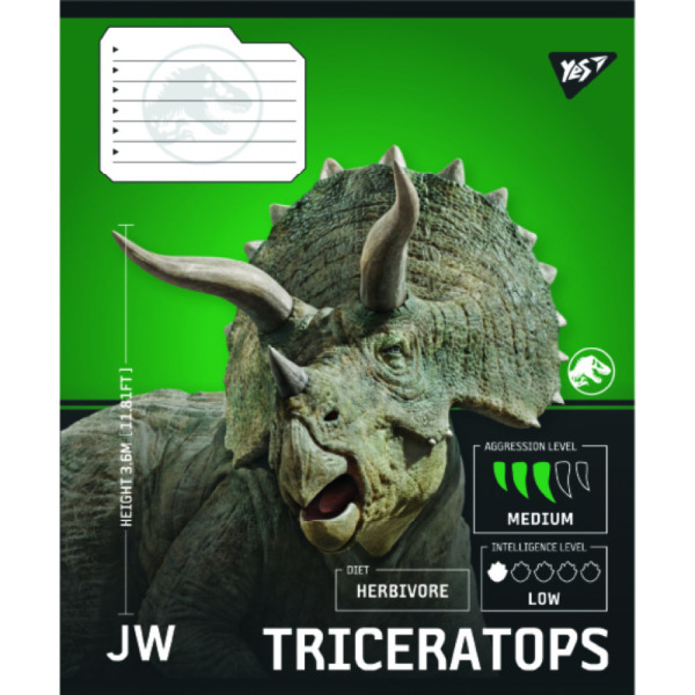 Зошит Yes JURASSIC WORLD Strength and Power А5 12 аркушів клітинка (767663)