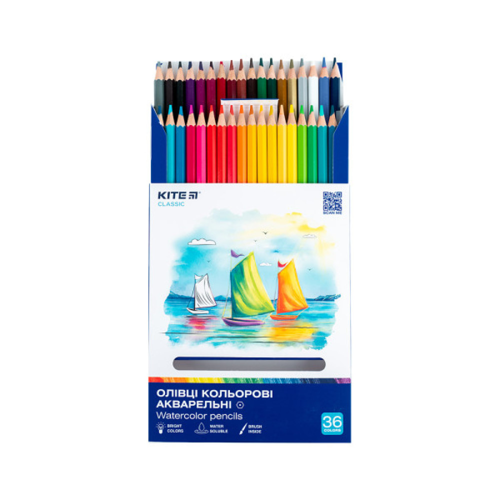 Олівці кольорові Kite Classic акварельні, 36 кольорів (K-1052)