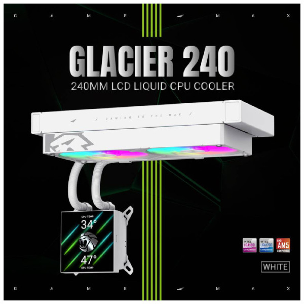 Система рідинного охолодження Gamemax GLACIER 240 LCD WH