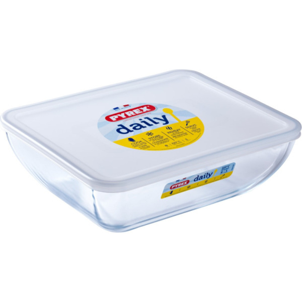 Форма для випікання Pyrex Daily з кришкою прямокутна 25 х 20 см 2.25 л (343P000/3646)