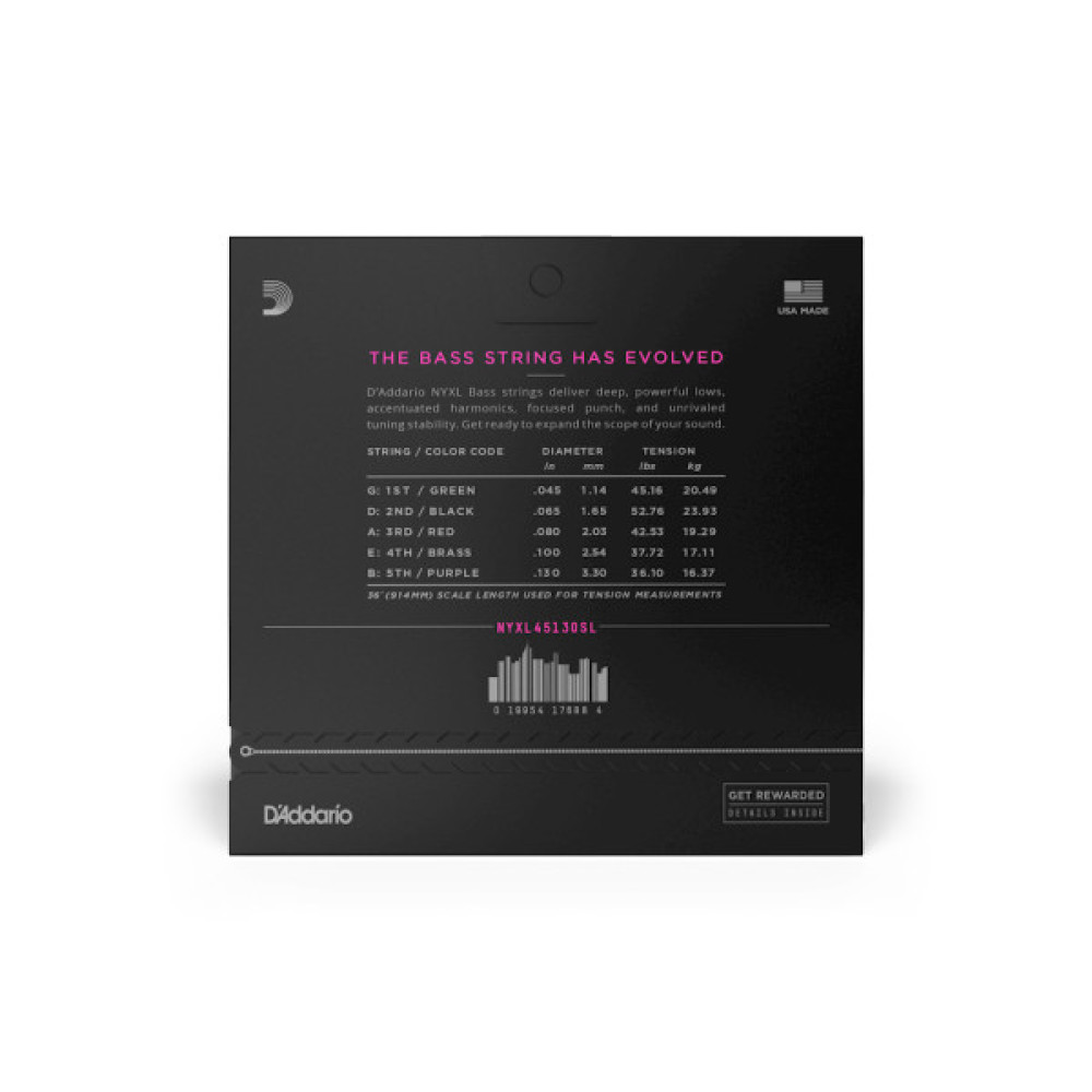Струни для гітари D'Addario NYXL Bass Regular Light 5-String / Super Long Scale (45-130) (NYXL45130SL)