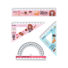 Лінійка Kite набір: лінійка 15 см, 2 косинця, транспортир Harry Potter (HP25-282)