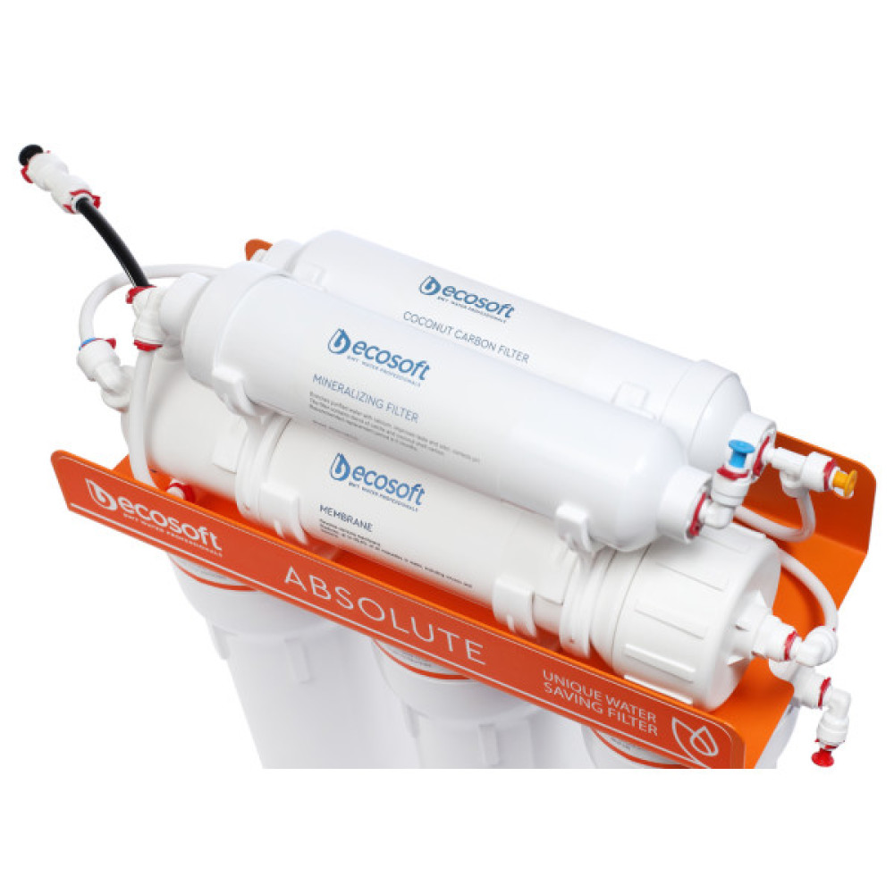 Фільтр зворотного осмосу Ecosoft Absolute з мінералізатором, мембрана 75gpd DuPont, дренаж 1:1