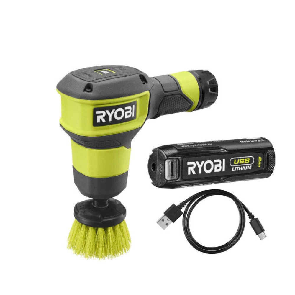 Щітка акумуляторна Ryobi USB Lithium RSCR4-120G 4В 2А·год диск 5см 200/300об/хв IPX7 0.49кг