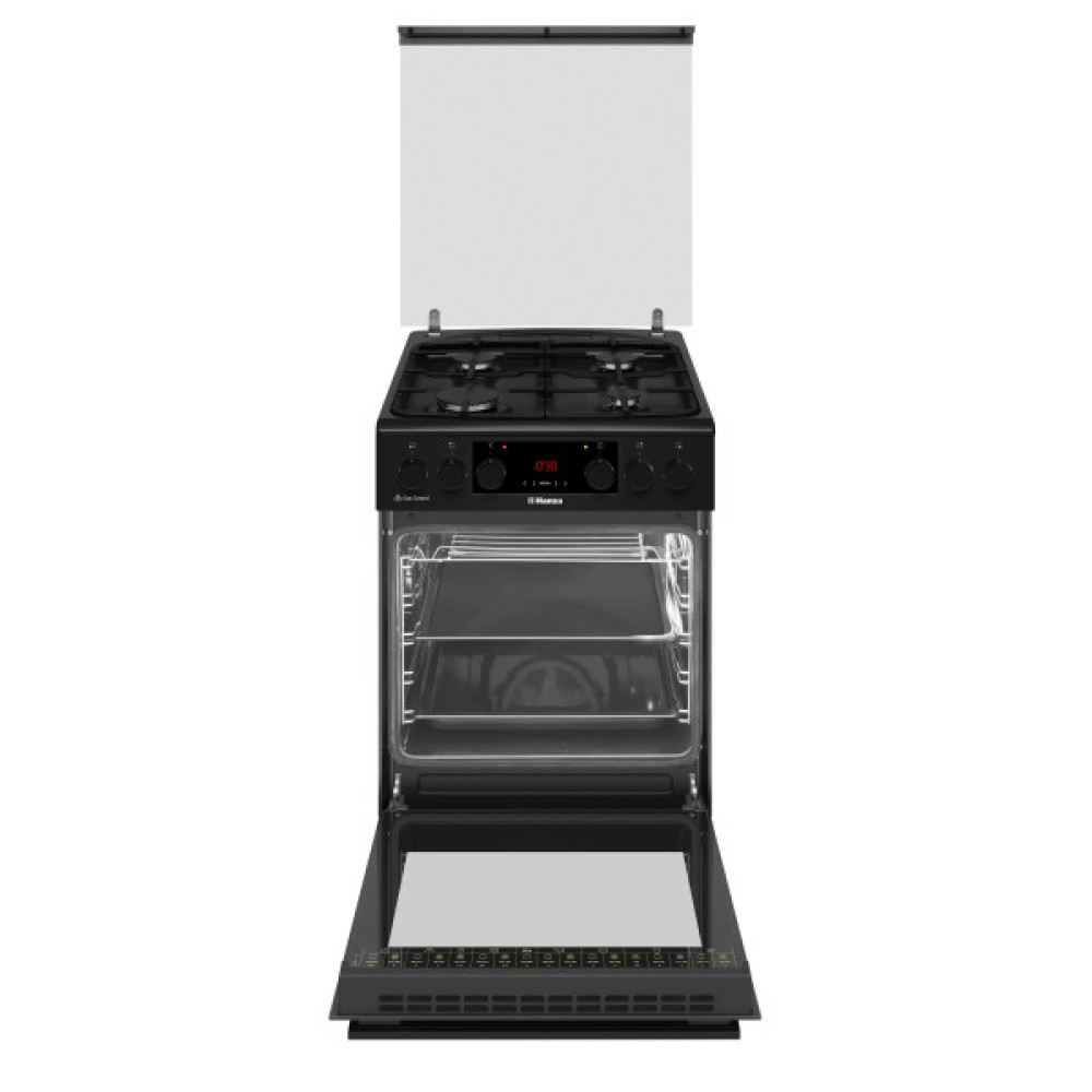 Плита Hansa комбінована, 65л, 50x60см, дисплей, конвекція, чавун, чорний