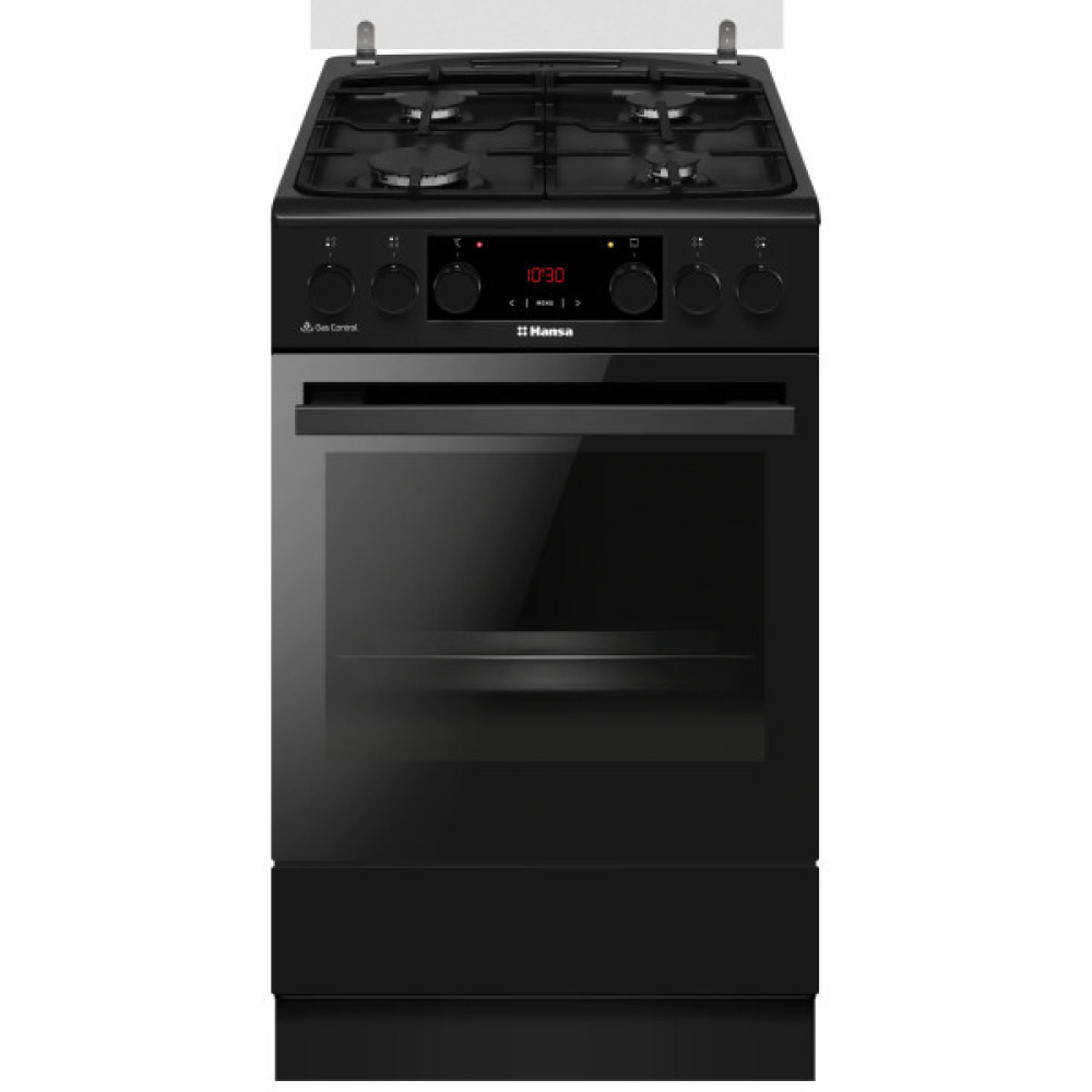 Плита Hansa комбінована, 65л, 50x60см, дисплей, конвекція, чавун, чорний