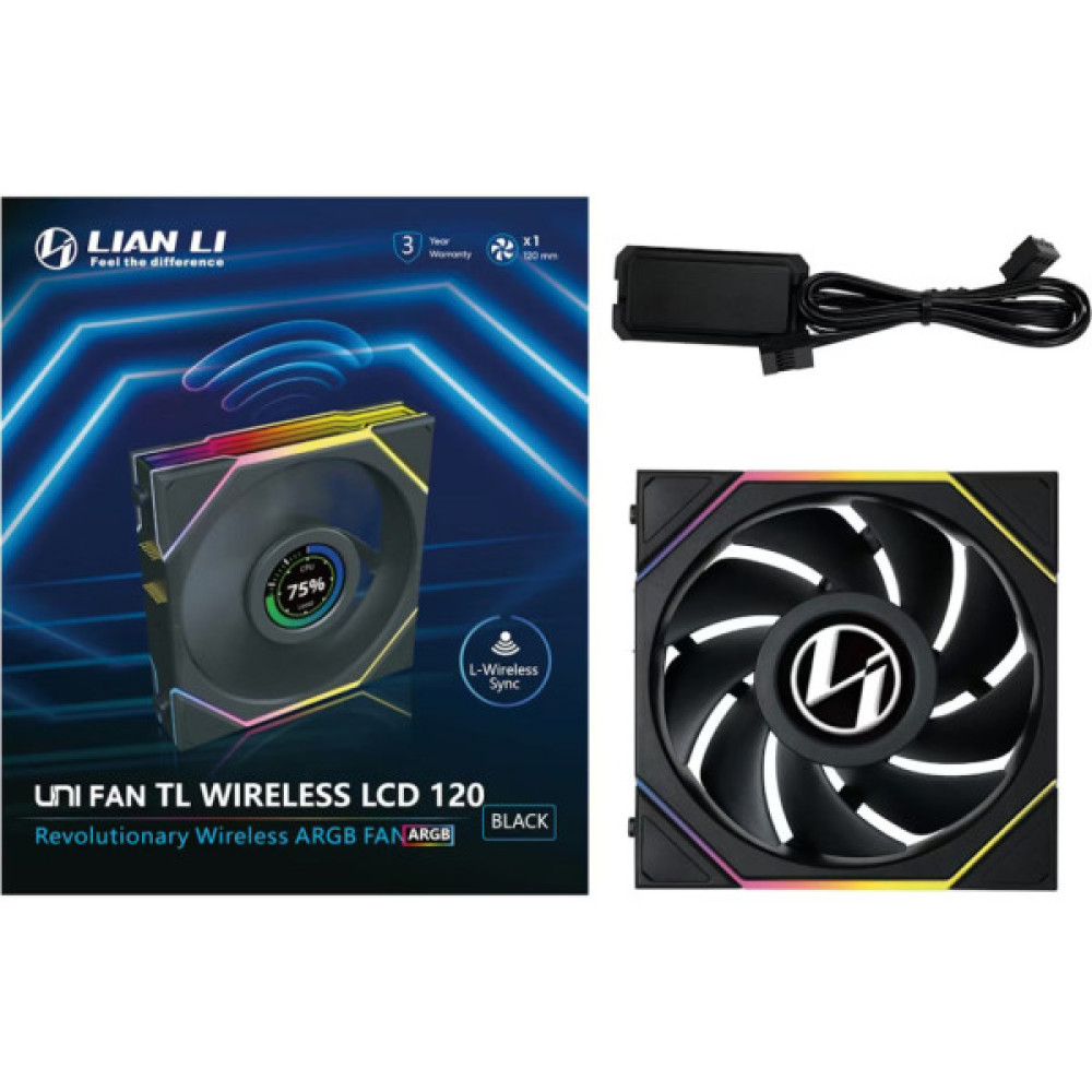Кулер до корпусу Lian Li UNI Fan TL WIRELESS LCD 120-1, Black (G99.12TLLCD1W1B.00)