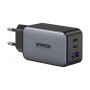 Зарядний пристрій Ugreen 2xUSB-C + 1xUSB 65W GaN gray (10335)