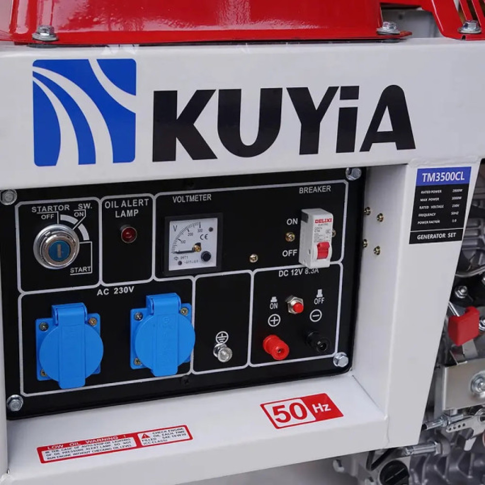 Генератор Kuyia TM3500CL, дизельний, 240V, 50Hz, 2,8-3kW, стартер, 12,5л (KYTM3500CL-1F-220-DA)